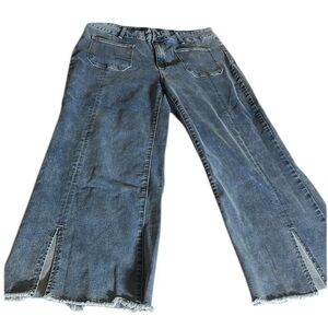 ETHYL clothing  size 14 blue jeans with front slit front patch pockets stretch